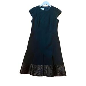 Akris Punto NWOT Cap Sleeve Faux-Leather Trim Dress